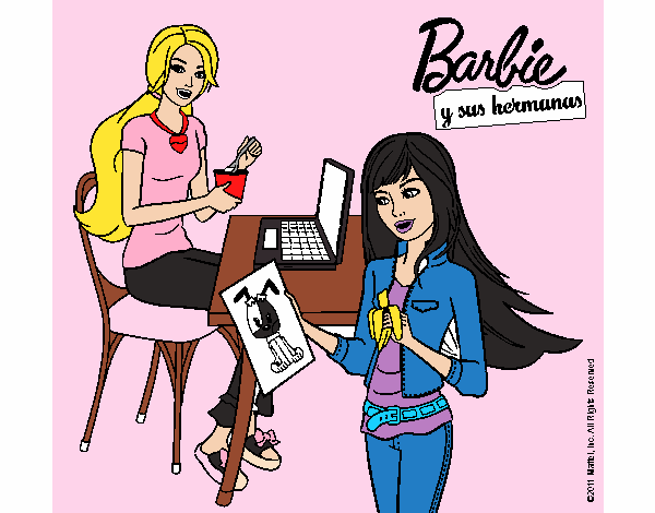 Barbie y su hermana merendando