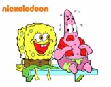 Bob Esponja y Patricio en bañador