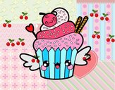 Dibujo Cupcake kawaii con cereza pintado por rici
