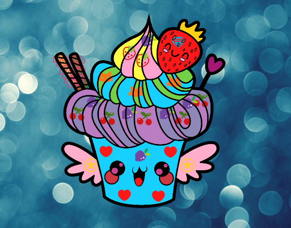 Cupcake kawaii con fresa