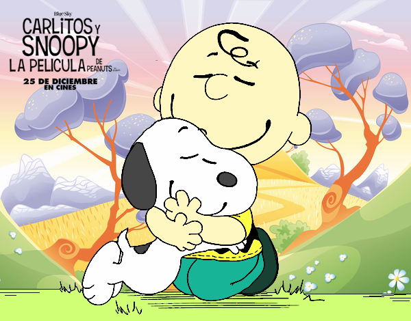 Snoopy y Carlitos abrazados