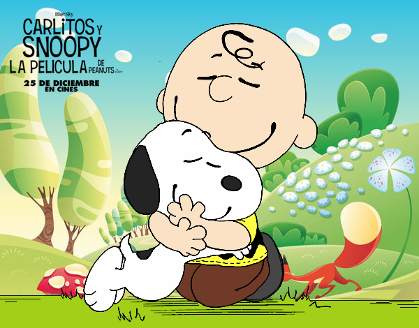 Snoopy y Carlitos abrazados