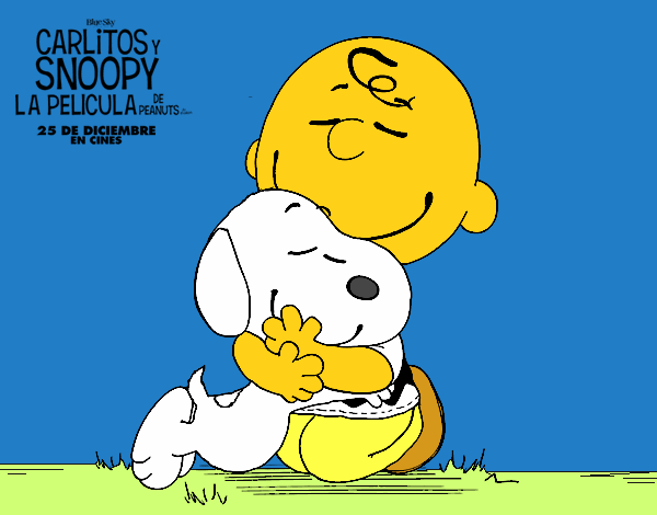 Snoopy y Carlitos abrazados