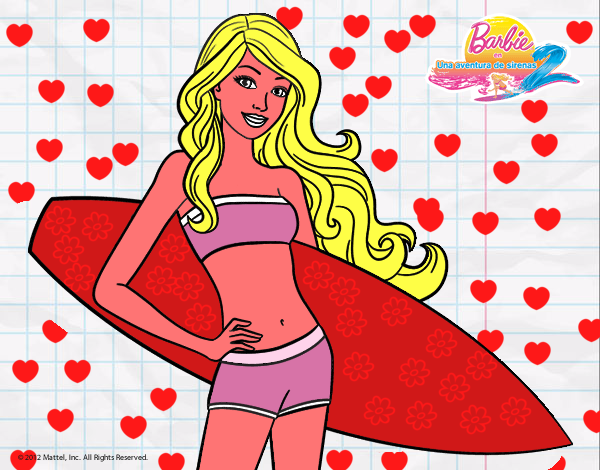 Barbie con tabla de surf