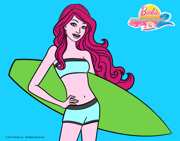 Barbie con tabla de surf