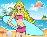 Barbie con tabla de surf