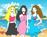 Barbie y sus amigas vestidas de fiesta