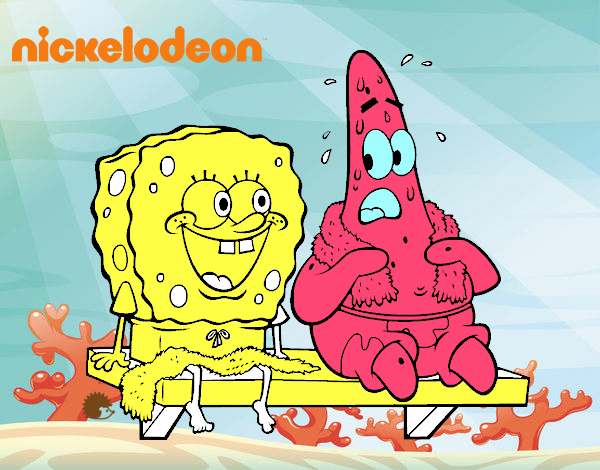 Bob Esponja y Patricio en bañador