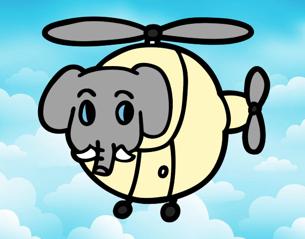 Helióptero con elefante