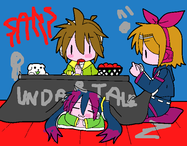 Miku, Rin y Len desayunando