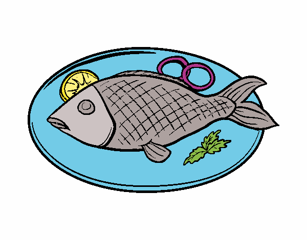 Dibujo Plato de pescado pintado por Lamar