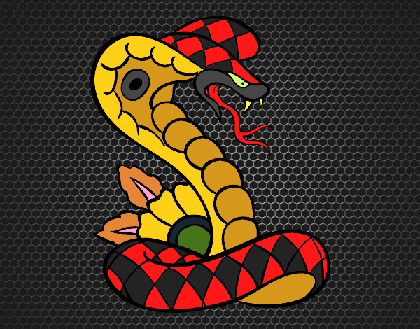 Dibujo Tatuaje de cobra pintado por reiny