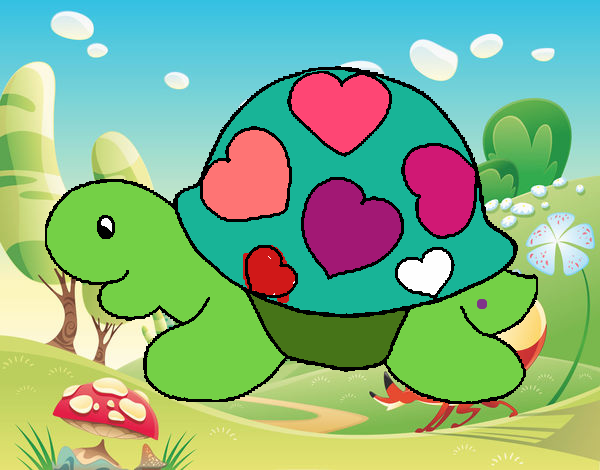 Tortuga con corazones