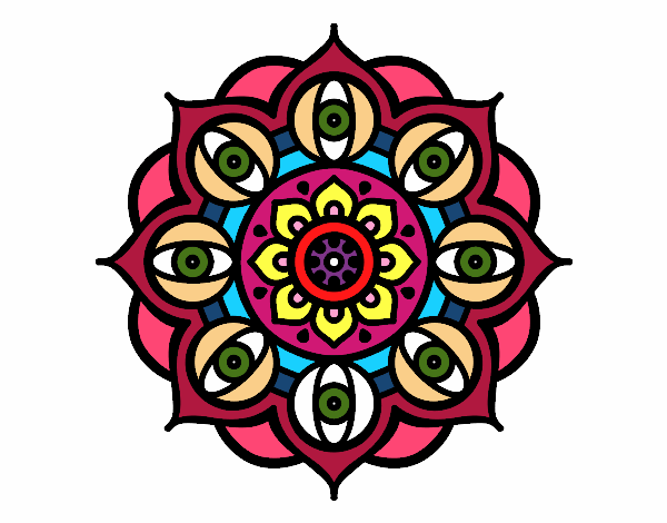Dibujo Mandala ojos abiertos pintado por malerica