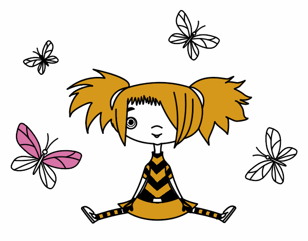 Niña con mariposas