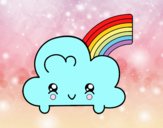 Nube con arco iris kawaii