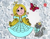 Dibujo Princesa con gato y mariposa pintado por sphii