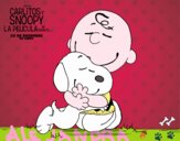 Snoopy y Carlitos abrazados