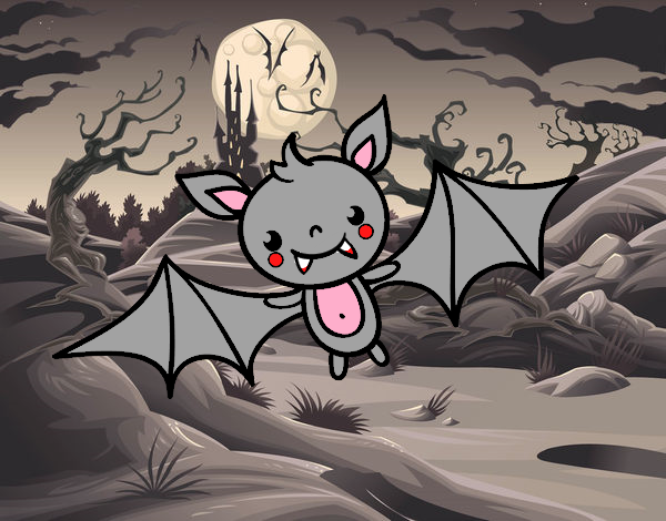 Dibujo Un murciélago de Halloween pintado por meagan