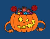 Dibujo Calabaza de chuches de Halloween pintado por vale7u7
