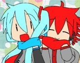 Miku y Len con bufanda