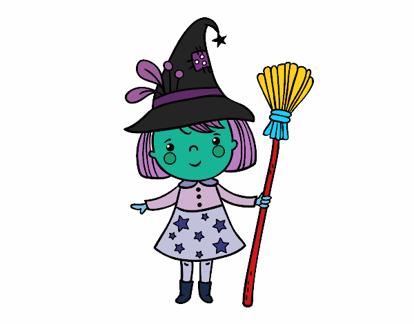 Niña bruja de Halloween