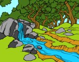 Dibujo Paisaje de bosque con un río pintado por Biankyss