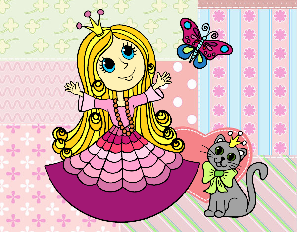 Princesa con gato y mariposa