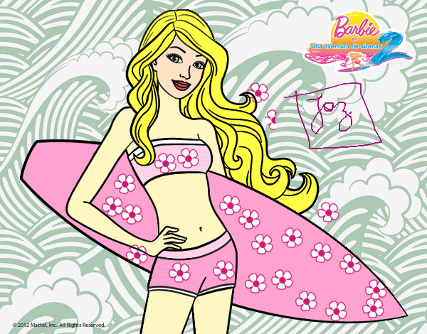 Barbie con tabla de surf