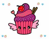 Cupcake kawaii con cereza