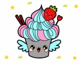 Cupcake kawaii con fresa