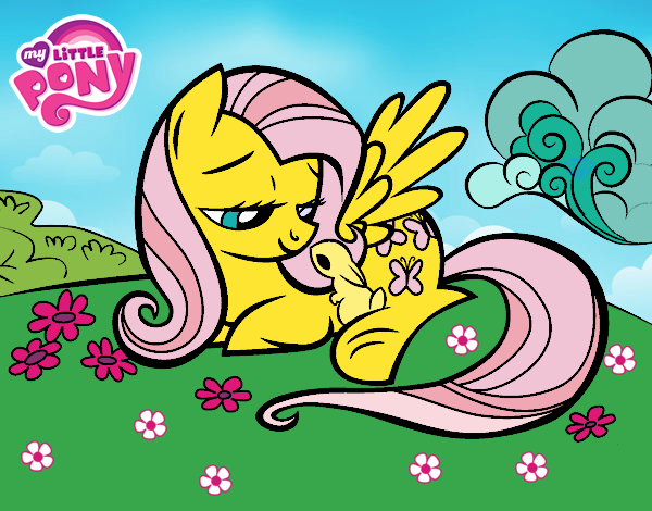 Fluttershy con un conejito