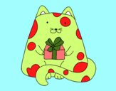 Dibujo Gato con un regalo pintado por dandanhooo