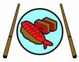 Dibujo Plato de Sushi pintado por pucho