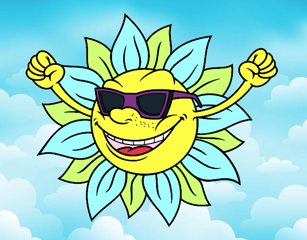 Dibujo Un sol con gafas de sol pintado por Lucia626