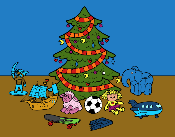 Árbol de Navidad y juguetes