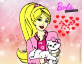 Dibujo Barbie con su linda gatita pintado por MARTICANTI