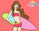 Barbie con tabla de surf