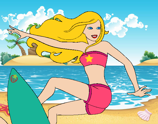 Barbie surfeando