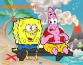 Bob Esponja y Patricio en bañador