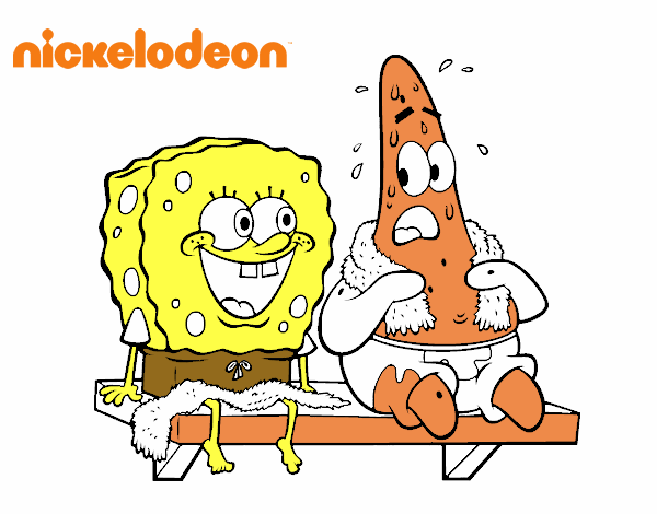 Bob Esponja y Patricio en bañador