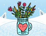 Dibujo Bote con flores silvestres y un corazón pintado por camilipu25