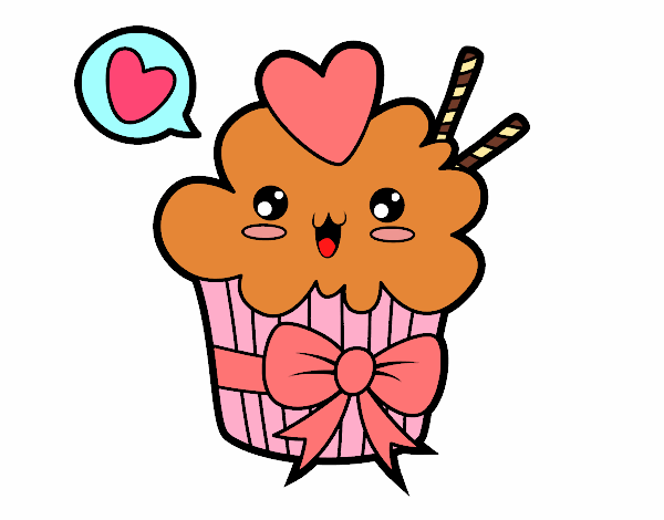 Cupcake kawaii con lazo