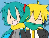 Miku y Len con bufanda