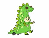 Dibujo Niño disfrazado de dinosaurio pintado por dandanhooo
