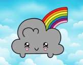 Dibujo Nube con arco iris kawaii pintado por camilipu25