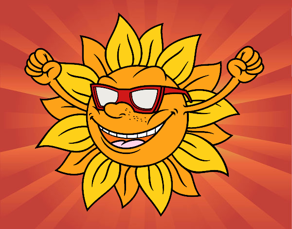 Dibujo Un sol con gafas de sol pintado por delicias