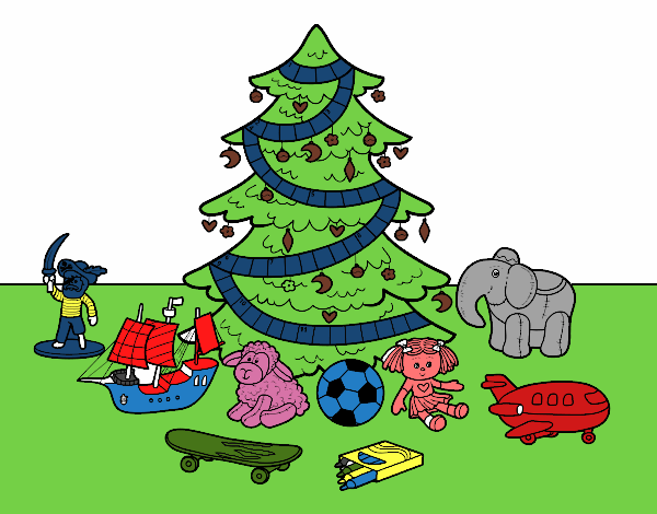 Árbol de Navidad y juguetes