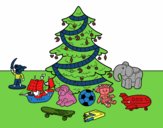 Árbol de Navidad y juguetes