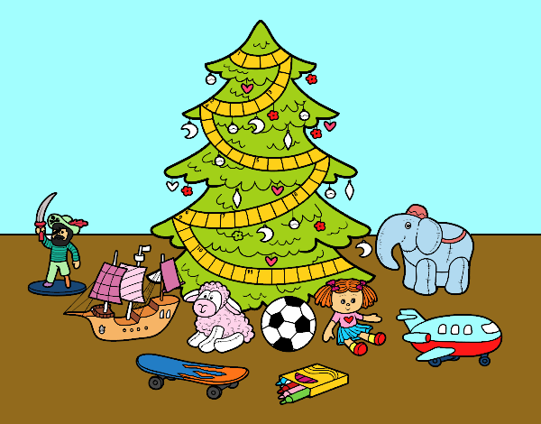 Árbol de Navidad y juguetes